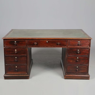 Lot 332 - GEORGE III MAHOGANY PARTNER'S DESK.