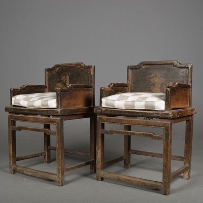 Lot 380 - PAIR OF CHINESE ARMCHAIRS (2)