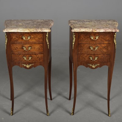Lot 305 - PAIR OF LOUIS XV STYLE TABLES DE NUIT (2)
