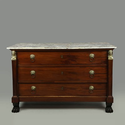 Lot 449 - FRENCH EMPIRE MAHOGANY AND BRASS MOUNTED COMMODE