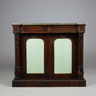Lot 403 - GEORGE IV ROSEWOOD AND PAINTED SIDE CABINET
