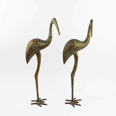 Lot 112 - A PAIR OF MID-CENTURY BRASS STORKS (2)