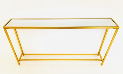 Lot 283 - CONSOLE TABLE IN GILT METAL WITH MIRRORED GLASS TOP
