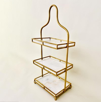 Lot 285 - ETAGERE IN GILT METAL WITH MARBLE TIERS