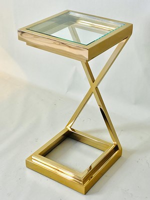 Lot 286 - GILT METAL AND GLASS OCCASIONAL TABLE