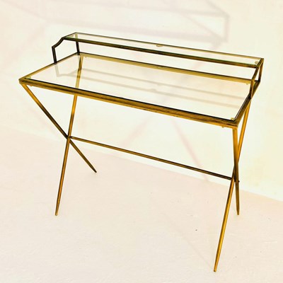 Lot 266 - GILT METAL AND GLASS DESK