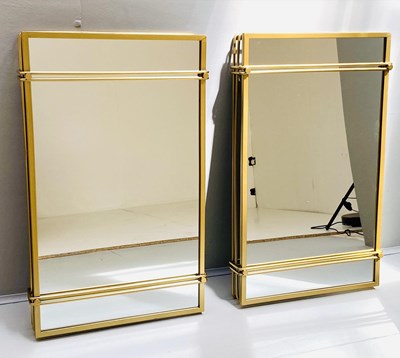 Lot 249 - PAIR OF WALL MIRRORS WITH GILT METAL FRAMES