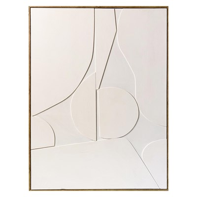 Lot 84 - CONTEMPORARY WHITE ABSTRACT PICTURE IN A WOODEN FRAME