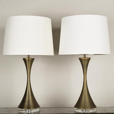 Lot 771 - TEXTURED GILT METAL TABLE LAMPS, A PAIR