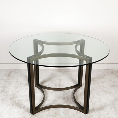 Lot 628 - CARACOLE REMIX 4 LEG DINING TABLE BASE WITH GLASS TOP