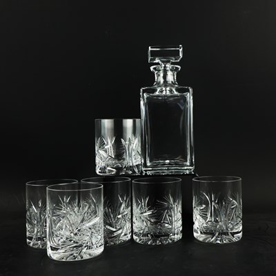 Lot 365 - AN ATLANTIS WHISKY DECANTER AND SIX WHISKY TUMBLERS