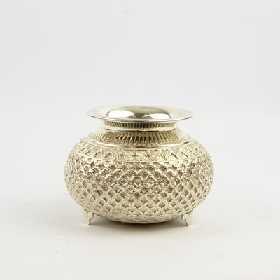 Lot 375 - AN INDIAN WHITE METAL VASE