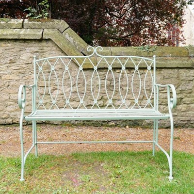 Lot 118 - REGENCY STYLE METAL GARDEN BENCH IN GREEN
