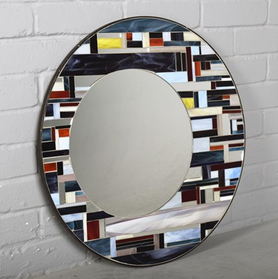 Lot 715 - WALL MIRROR, MOSAIC BORDER