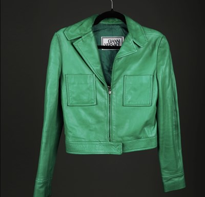 Lot 56 - GIANNI VERSACE 80S GREEN LAMBSKIN LEATHER JACKET - UK 8/10
