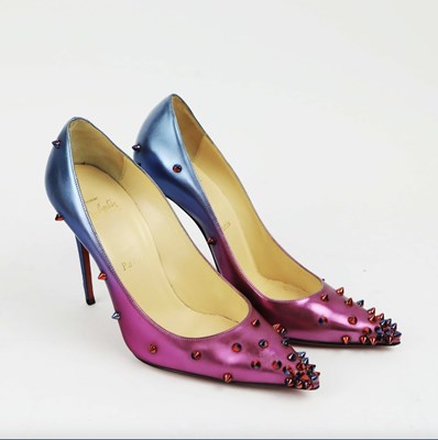 Lot 91 - CHRISTIAN LOUBOUTIN PATENT LEATHER DEGRASPIKE HEELS UK 4.5