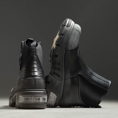 Lot 48 - CHRISTIAN DIOR WOMEN'S GENESIS RUBBER TECHNICAL CANVAS BOOTS - UK 7