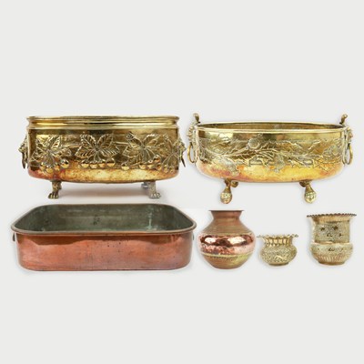 Lot 357 - TWO 19TH CENTURY BRASS JARDINIERES. (6)