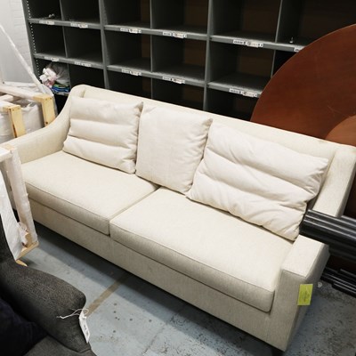 Lot 618 - NEUTRAL FABRIC UPHOLSTERED BESPOKE SOFA