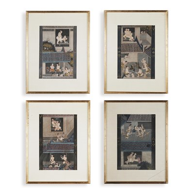 Lot 210 - A SET OF FOUR THAI EROTIC GOUACHES (4)