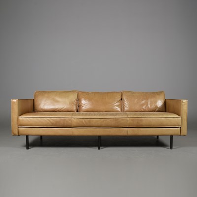 Lot 620 - WEST ELM AXEL 3 SEATER LEATHER SOFA