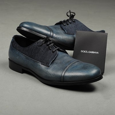 Lot 58 - DOLCE & GABBANA SORRENTO DERBY SHOES WORN BLUE/DENIM - UK 9.5