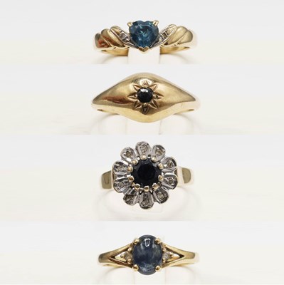 Lot 268 - A COLLECTION OF FOUR ASSORTED 9CT GOLD DRESS RINGS