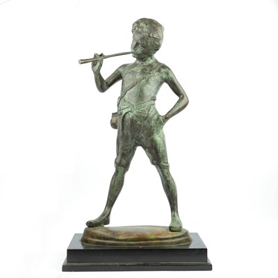Lot 205 - BRONZE PAN FIGURE.