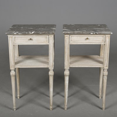 Lot 519 - PAIR OF DIRECTOIRE STYLE PAINTED TABLES DE NUIT (2)