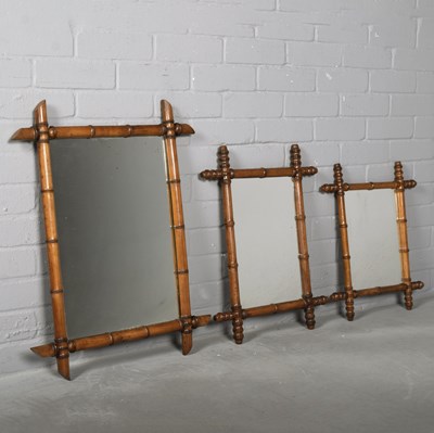 Lot 465 - THREE 19TH CENTURY FRENCH SIMULATED BAMBOO WALL MIRRORS (3)