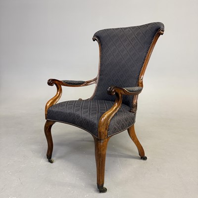 Lot 433 - EARLY VICTORIAN ROSEWOOD ARMCHAIR