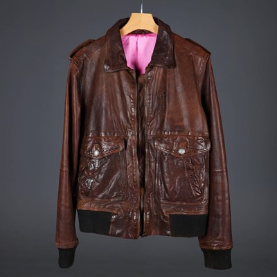 Lot 94 - A BESPOKE HAND PAINTED LEATHER JACKET.