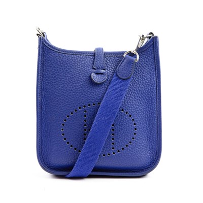 Lot 5 - HERMES MINI EVELYNE BAG IN BLEU ZELLIGE CLEMENCE LEATHER