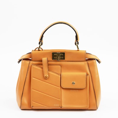 Lot 7 - FENDI PEEKABOO MINI POCKETS LEATHER BAG IN ORANGE