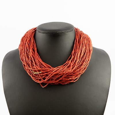 Lot 289 - A CORAL MULTISTRAND BEAD NECKLACE AND BRACELET