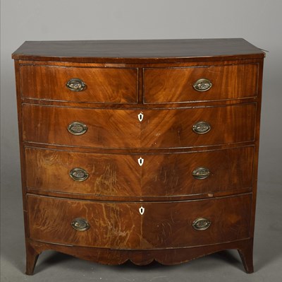 Lot 384 - EARLY 19TH CENTURY MAHOGANY BOWFRONT CHEST