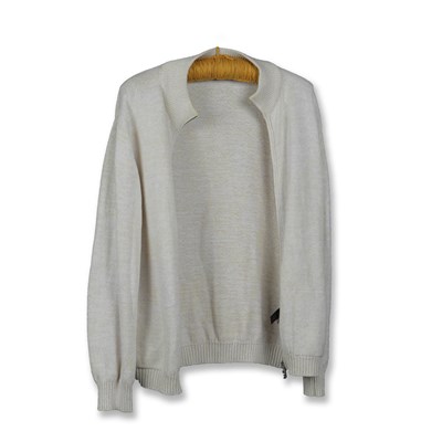 Lot 159 - WHITE AND BEIGE COTTON MEN'S ZIP JUMPER ATTRIBUTED TO ZEGNE