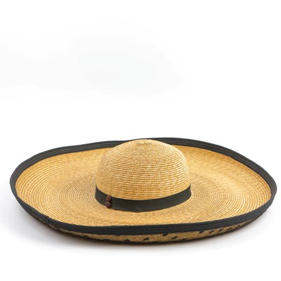 Lot 157 - ANOUSKA HEMPEL STRAW AND BLACK NET HAT