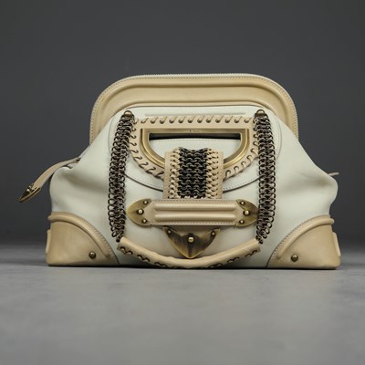 Lot 33 - DIOR WHITE JEANNE FRAME BAG - BOWLER SIZE