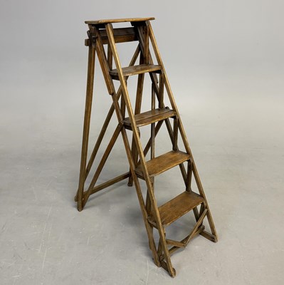 Lot 307 - EARLY 20TH CENTURY HEATHMAN & CO FOLDING STEP LADDER