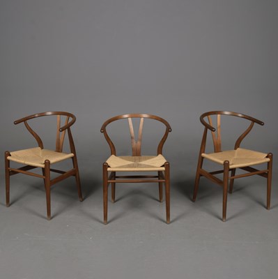 Lot 18 - CARL HANSEN & SON WISHBONE CHAIRS, A SET OF 3