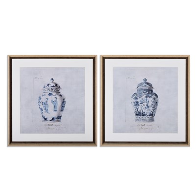 Lot 108 - PRINTS OF CHINESE BLUE AND WHITE URNS (2)