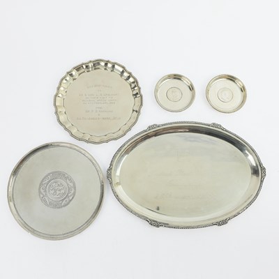 Lot 164 - A COLLECTION OF ASIAN SILVER TRAYS (5)