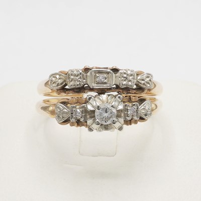 Lot 179 - TWO GOLD DIAMOND ILLUSION-SET DRESS RINGS