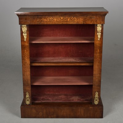 Lot 516 - VICTORIAN WALNUT OPEN BOOKCASE
