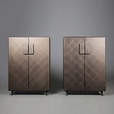 Lot 581 - CATTELAN ITALIA TUDOR SIDEBOARDS, A PAIR