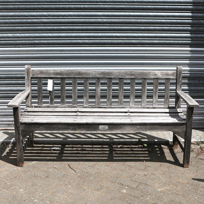 Lot 705 - WEATHERED TEAK GARDEN BENCH