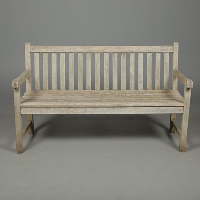 Lot 416 - WEATHERED TEAK GARDEN BENCH