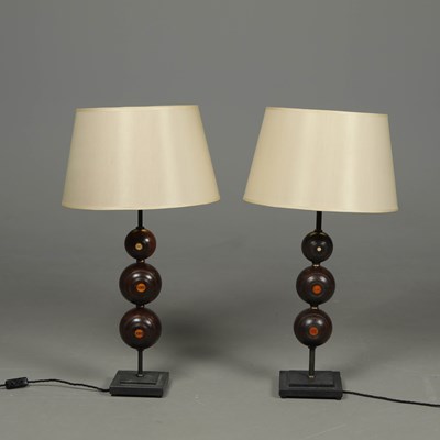 Lot 411 - A PAIR OF LAWN BOWLS LAMPS. (2)