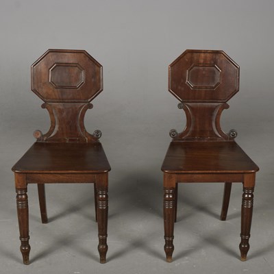 Lot 347 - HALL CHAIRS, A PAIR